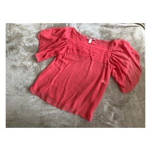 Diane von Furstenburg silk coral flutter blouse